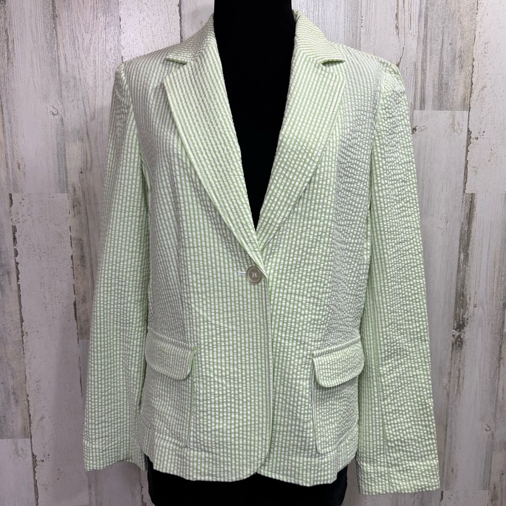 Villager by Liz Claiborne Mint Green Seersucker Blazer‎